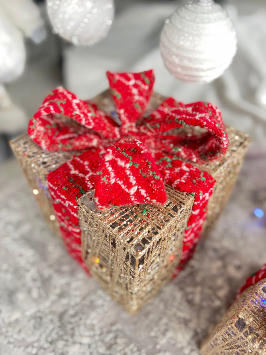 Karácsonyi Ajándékdoboz dekoráció világítással